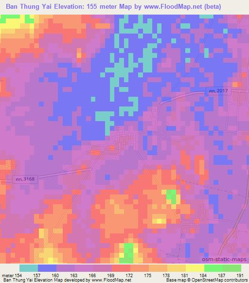 Ban Thung Yai,Thailand Elevation Map