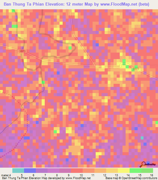 Ban Thung Ta Phian,Thailand Elevation Map