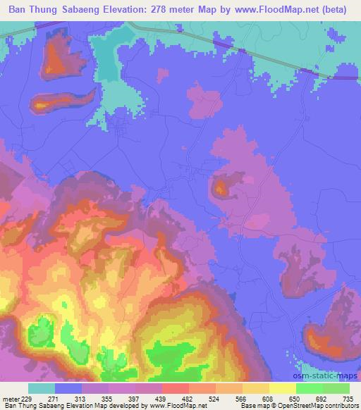 Ban Thung Sabaeng,Thailand Elevation Map