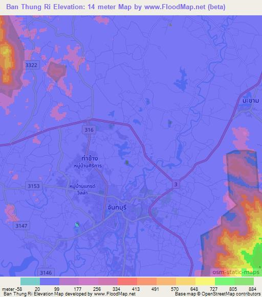 Ban Thung Ri,Thailand Elevation Map
