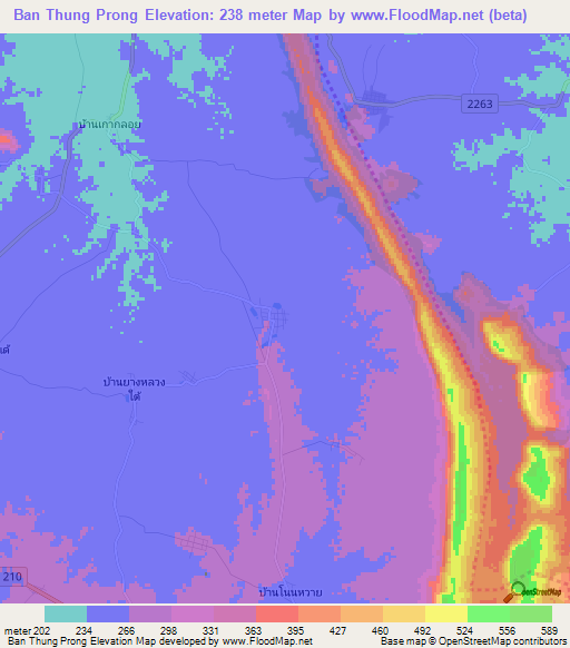 Ban Thung Prong,Thailand Elevation Map