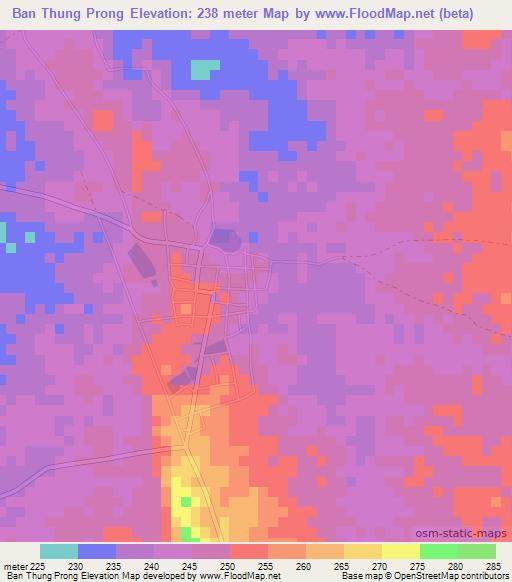 Ban Thung Prong,Thailand Elevation Map