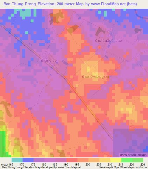 Ban Thung Prong,Thailand Elevation Map