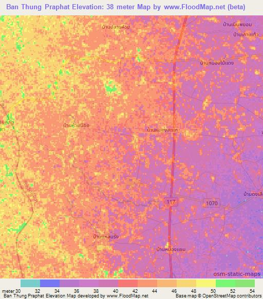 Ban Thung Praphat,Thailand Elevation Map