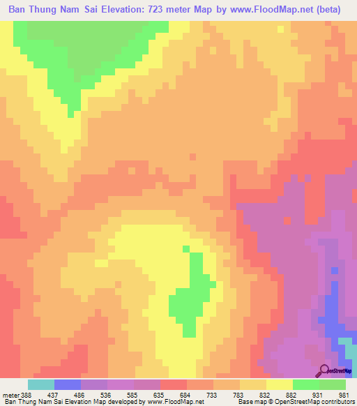 Ban Thung Nam Sai,Thailand Elevation Map