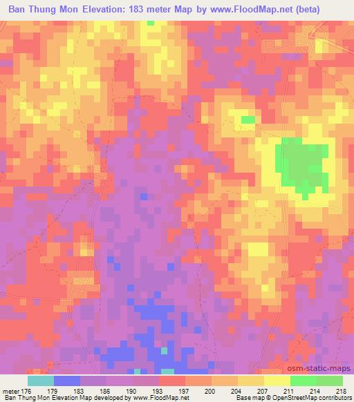 Ban Thung Mon,Thailand Elevation Map