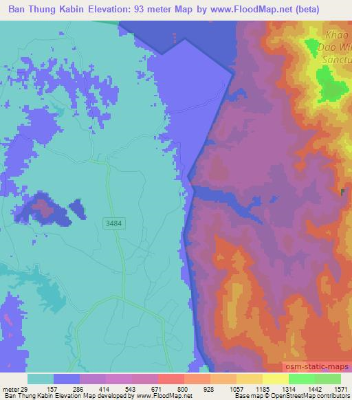 Ban Thung Kabin,Thailand Elevation Map