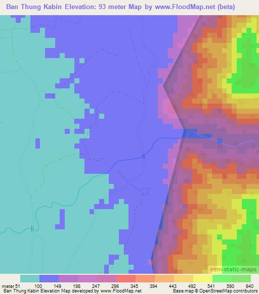 Ban Thung Kabin,Thailand Elevation Map