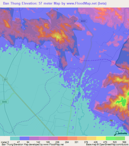 Ban Thung,Thailand Elevation Map