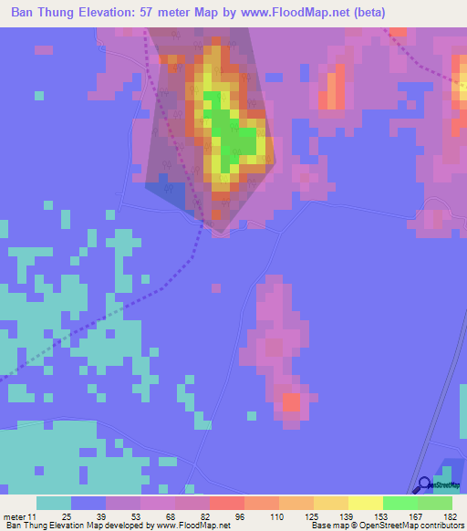Ban Thung,Thailand Elevation Map
