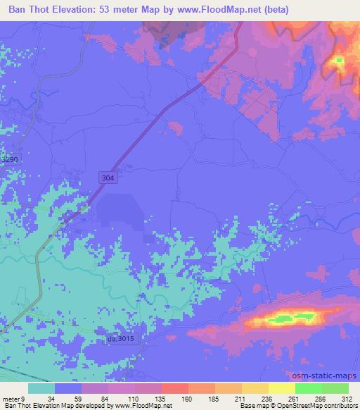 Ban Thot,Thailand Elevation Map