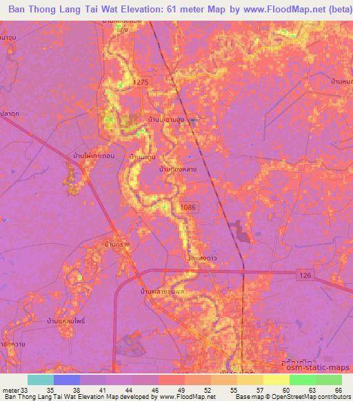 Ban Thong Lang Tai Wat,Thailand Elevation Map
