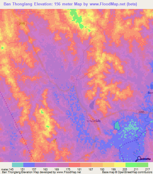 Ban Thonglang,Thailand Elevation Map