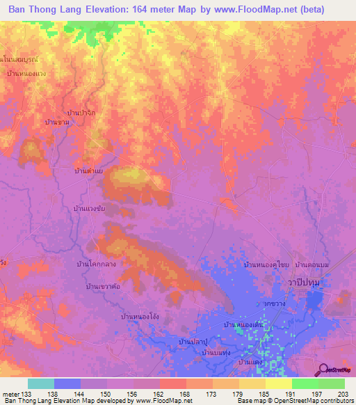 Ban Thong Lang,Thailand Elevation Map