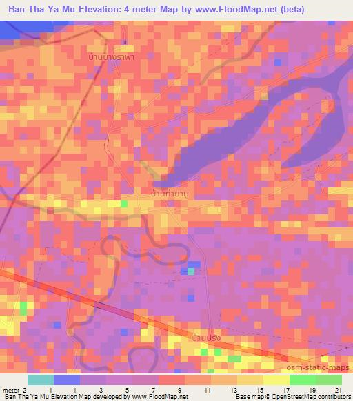 Ban Tha Ya Mu,Thailand Elevation Map