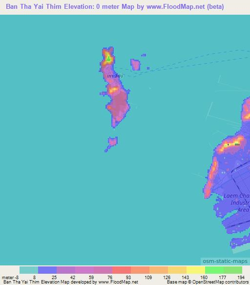 Ban Tha Yai Thim,Thailand Elevation Map