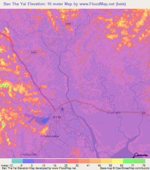 Ban Tha Yai,Thailand Elevation Map