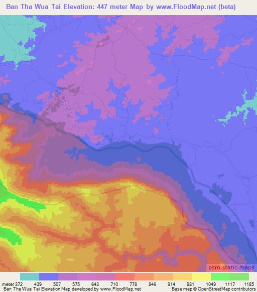 Ban Tha Wua Tai,Thailand Elevation Map