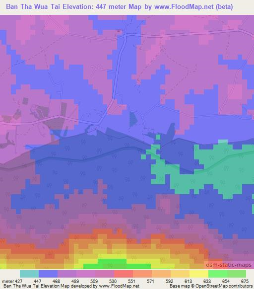 Ban Tha Wua Tai,Thailand Elevation Map
