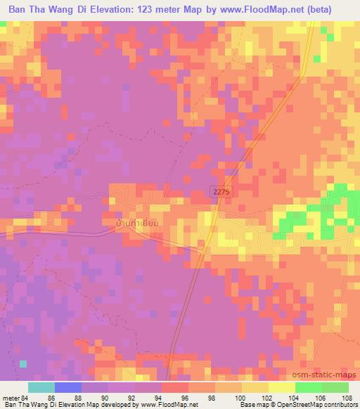 Ban Tha Wang Di,Thailand Elevation Map