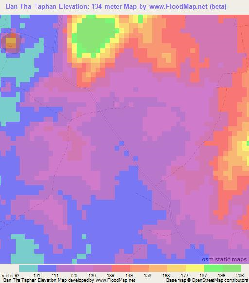 Ban Tha Taphan,Thailand Elevation Map
