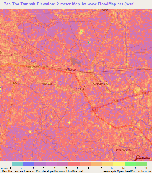 Ban Tha Tamnak,Thailand Elevation Map