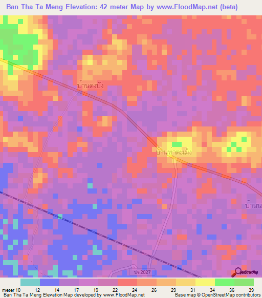Ban Tha Ta Meng,Thailand Elevation Map
