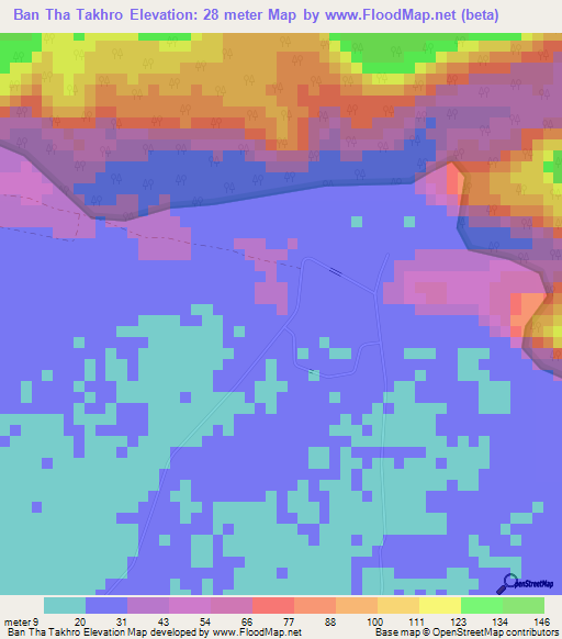 Ban Tha Takhro,Thailand Elevation Map