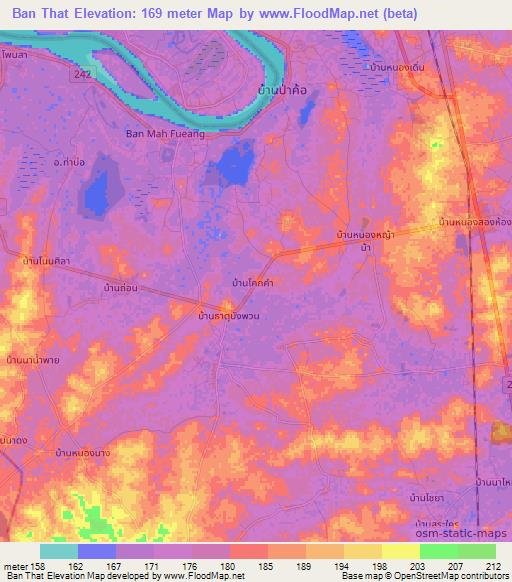 Ban That,Thailand Elevation Map