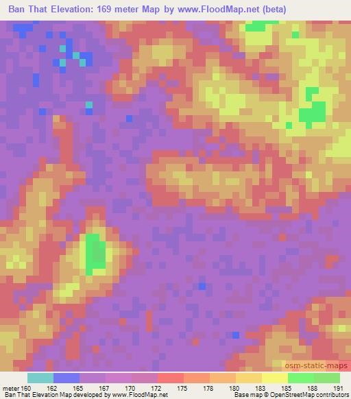 Ban That,Thailand Elevation Map