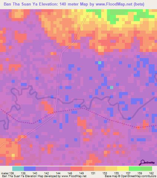 Ban Tha Suan Ya,Thailand Elevation Map