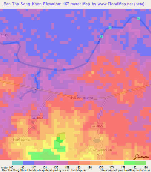 Ban Tha Song Khon,Thailand Elevation Map