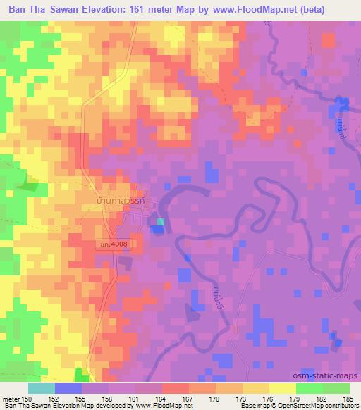 Ban Tha Sawan,Thailand Elevation Map