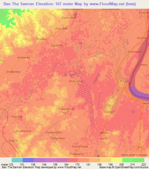 Ban Tha Samran,Thailand Elevation Map
