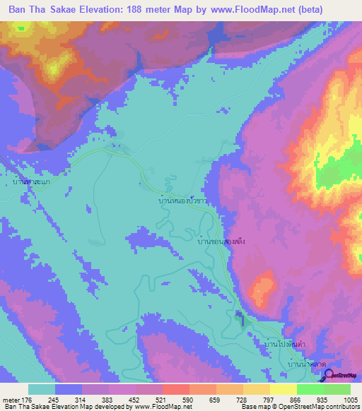 Ban Tha Sakae,Thailand Elevation Map