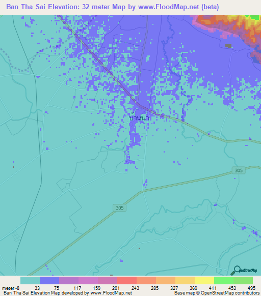 Ban Tha Sai,Thailand Elevation Map