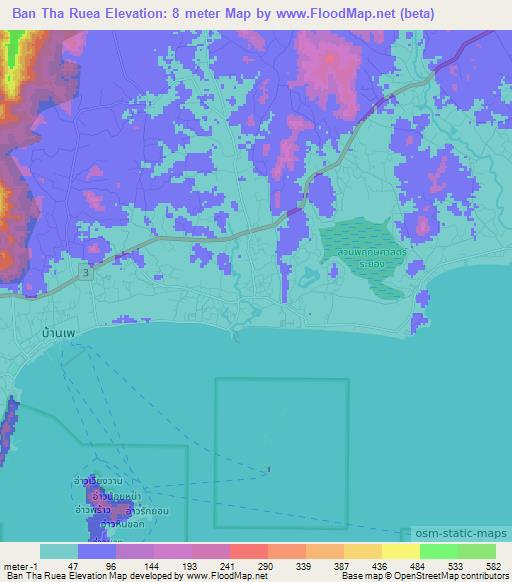 Ban Tha Ruea,Thailand Elevation Map
