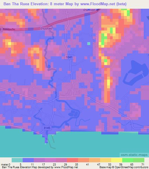 Ban Tha Ruea,Thailand Elevation Map