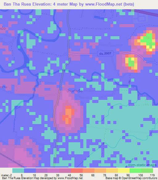 Ban Tha Ruea,Thailand Elevation Map