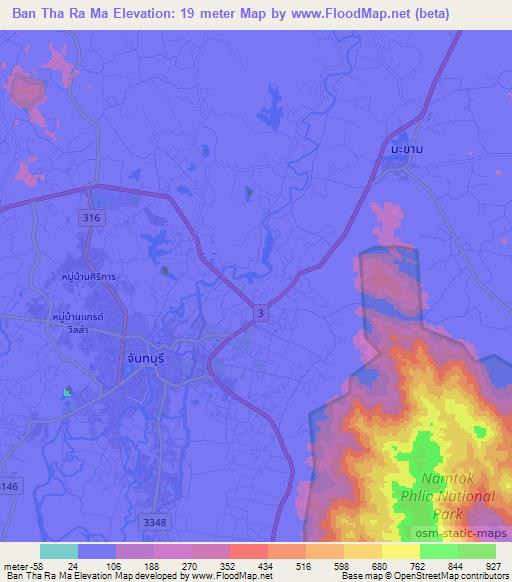 Ban Tha Ra Ma,Thailand Elevation Map