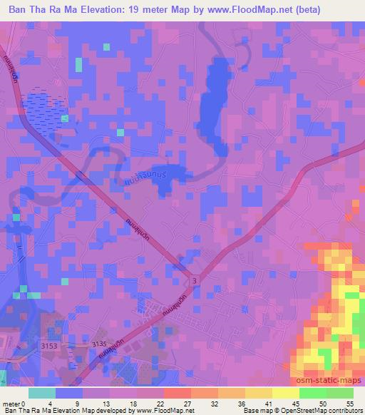 Ban Tha Ra Ma,Thailand Elevation Map