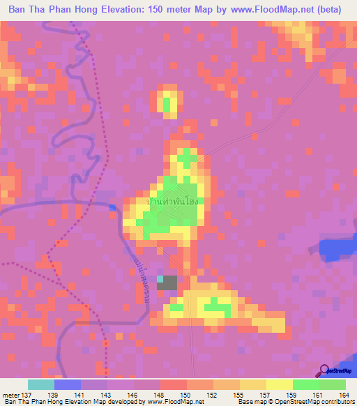 Ban Tha Phan Hong,Thailand Elevation Map
