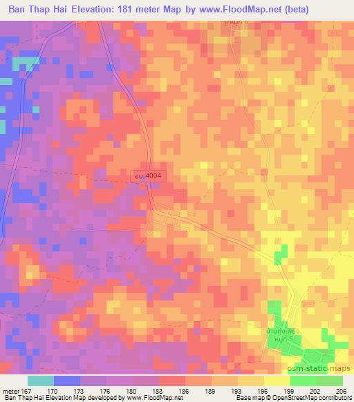 Ban Thap Hai,Thailand Elevation Map