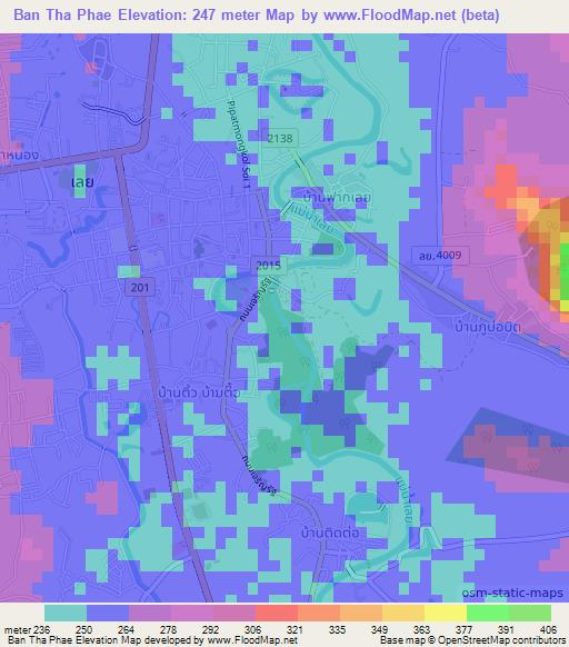 Ban Tha Phae,Thailand Elevation Map