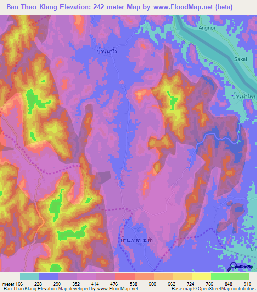 Ban Thao Klang,Thailand Elevation Map