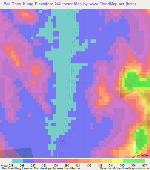 Ban Thao Klang,Thailand Elevation Map