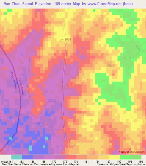 Ban Than Samai,Thailand Elevation Map