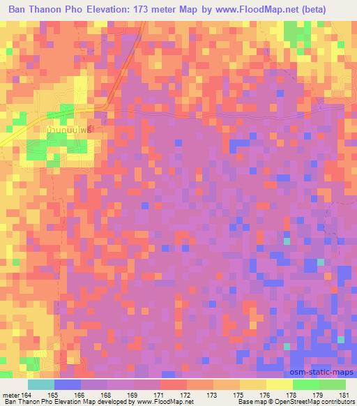 Ban Thanon Pho,Thailand Elevation Map