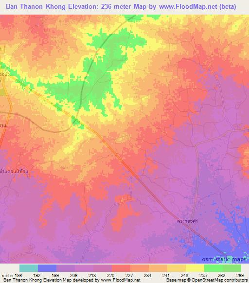Ban Thanon Khong,Thailand Elevation Map