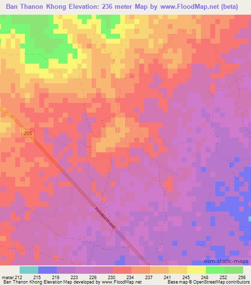 Ban Thanon Khong,Thailand Elevation Map
